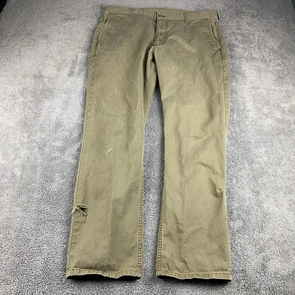 Levis Straight Pants Men 36x30 Tan Khaki Chino Flat‎ Front 100% Cotton